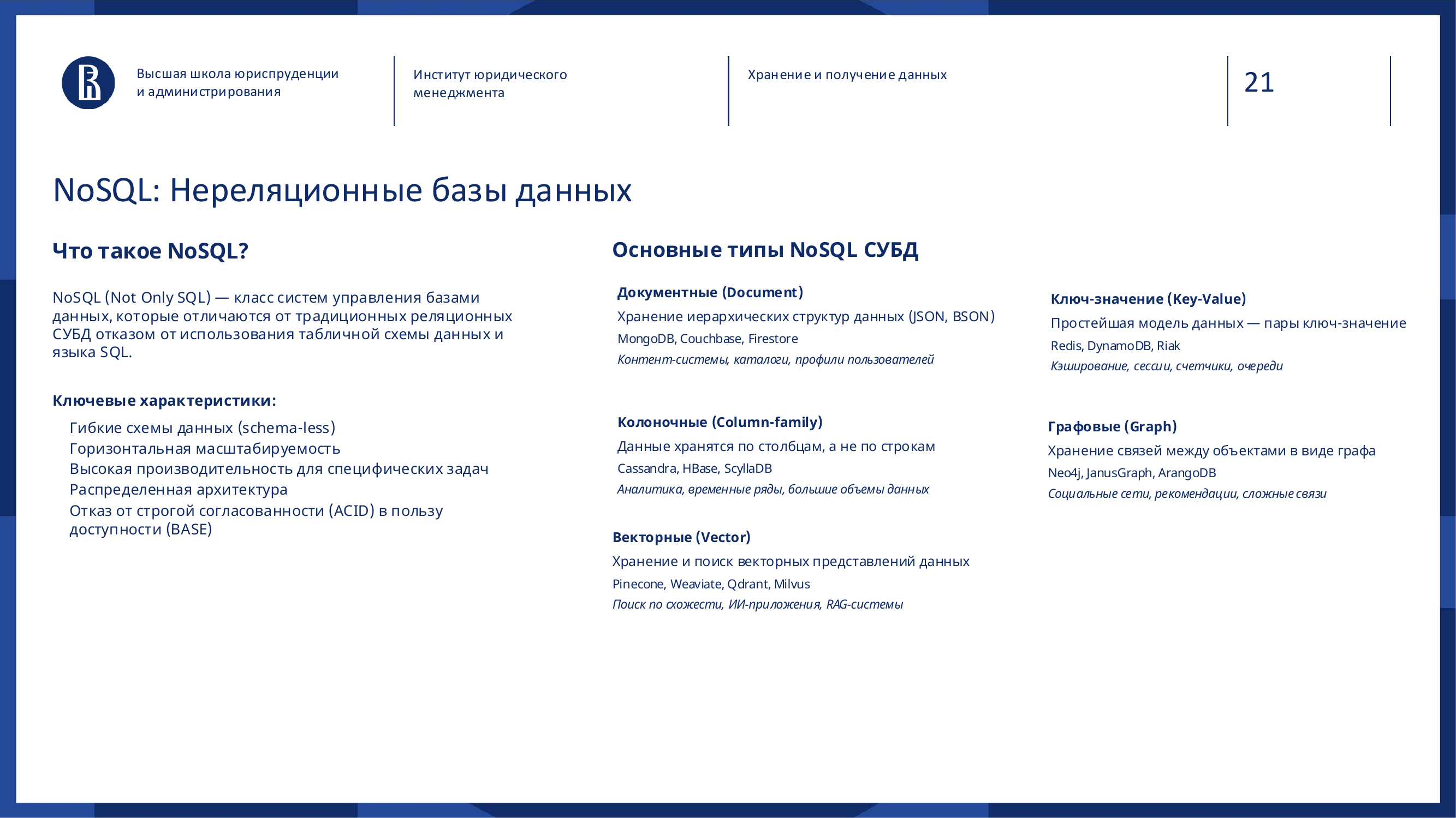 Слайд: Типы NoSQL СУБД